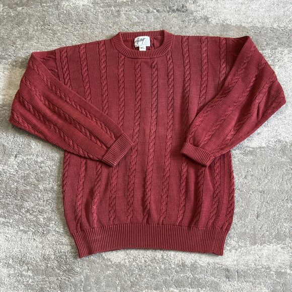 Hallet Sweater Womens Medium Hand Knit Rust Red Peru Pima Cotton - Picture 1 of 4